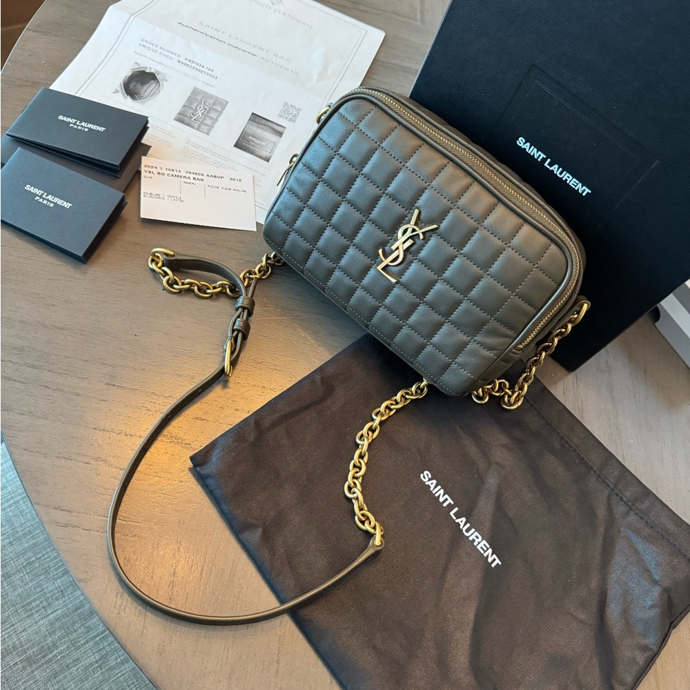 Saint Laurent Quilted Crossbody Bag - Dark Green
